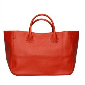 BECK BAG. Classic medium leather tote. Orange